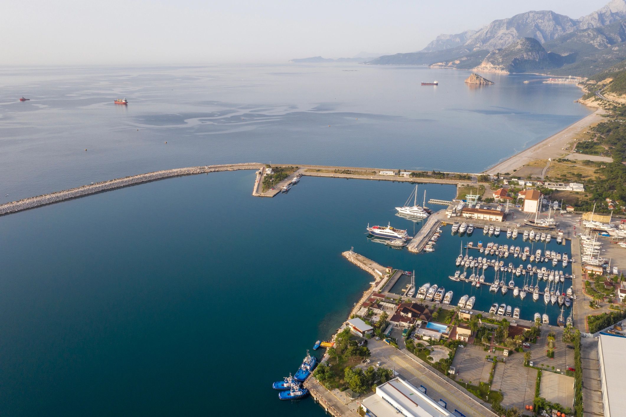 Aerial view of luxury marina