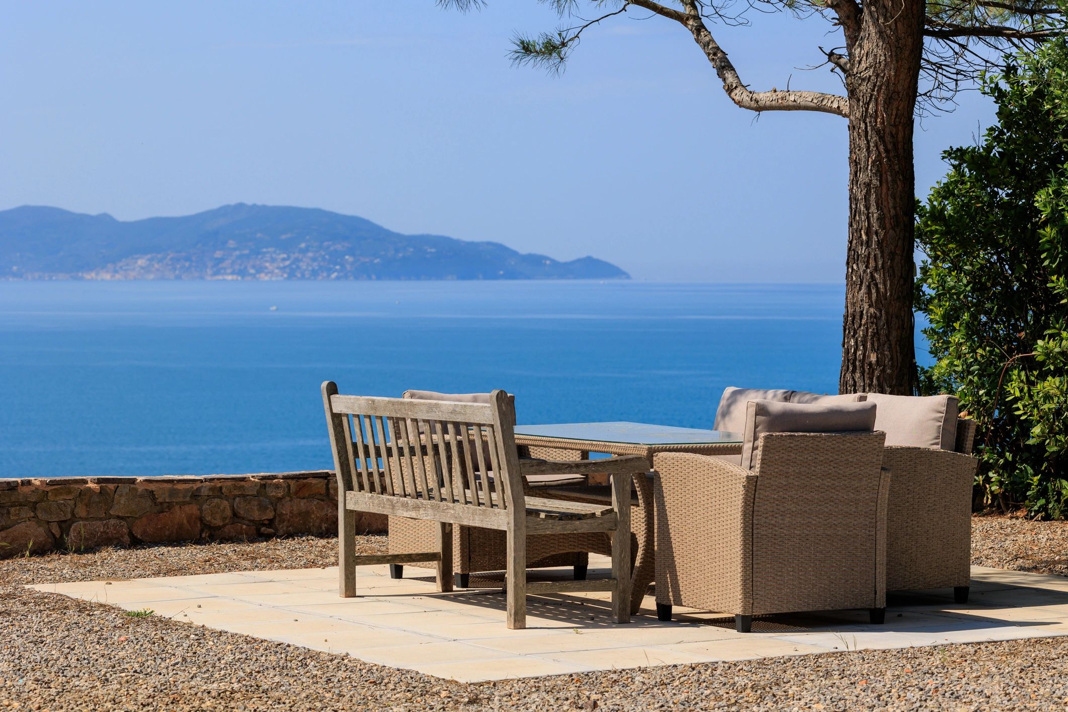 Patio sitting area with sea view