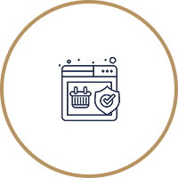 E-commerce security webpage icon within gold circle