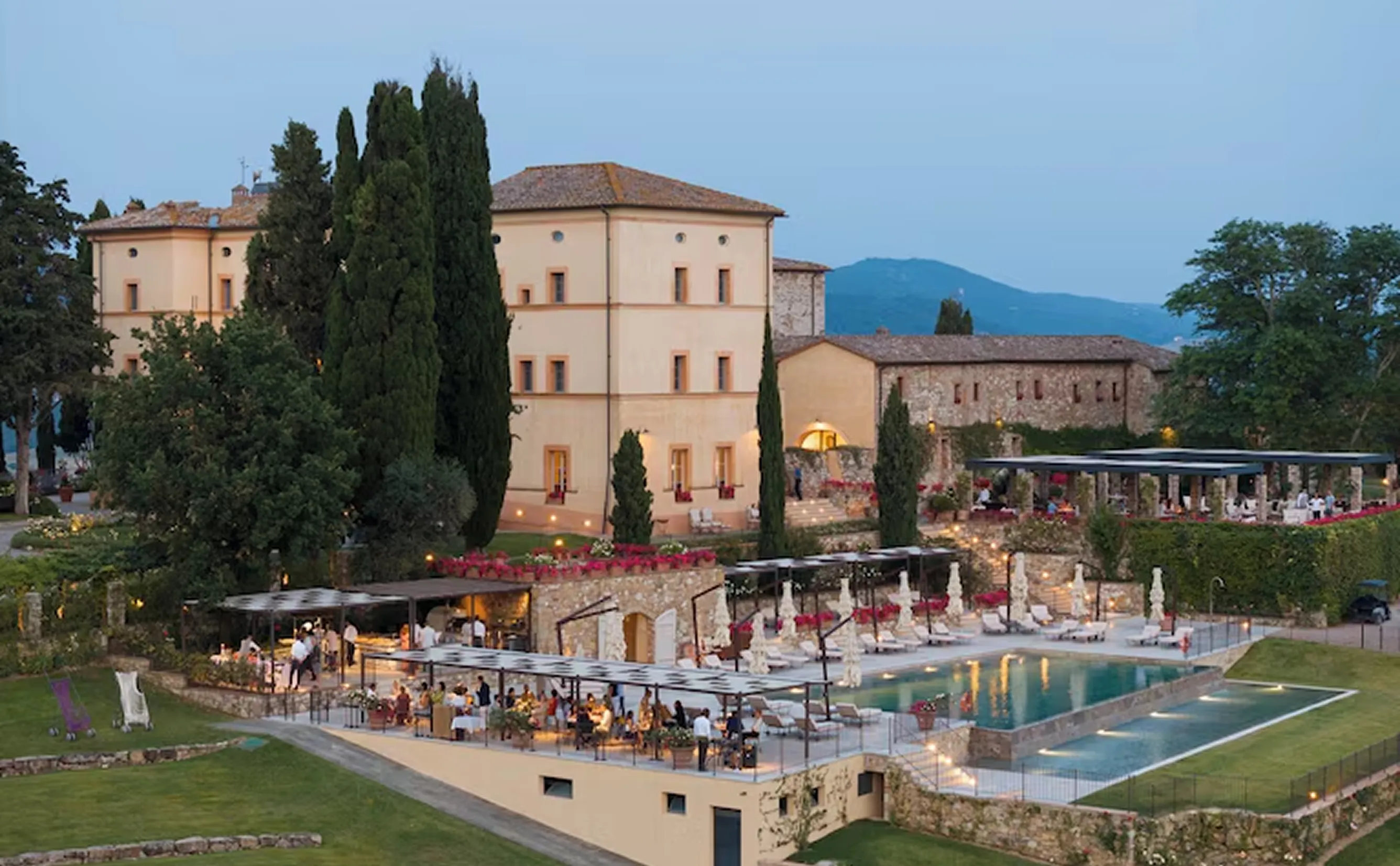Luxury villa hotel with pool and terraces
